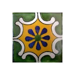 Mexican Talavera Tile   40 4x4 Hand Painted Tiles   Arabesque_green