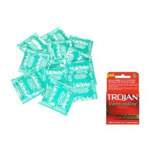   Latex Condoms Non Lubricated 24 condoms Plus TROJAN VIBRATING RING