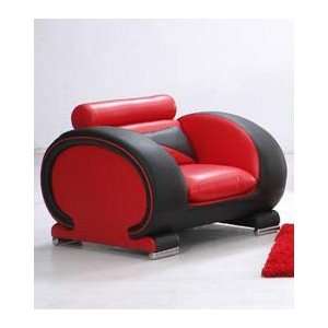 Red and Black Leather Ultra Modern Chair 