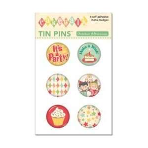  October Afternoon Cakewalk Tin Pins 6/Pkg ; 3 Items/Order 