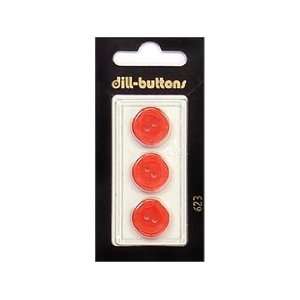  Dill Buttons 15mm 2 Hole Red 3 pc (6 Pack)