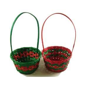   96 Round Red and Green Christmas Wicker Baskets 12 