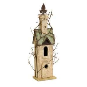  IMAX Weathered Wooden Birdhouse With Fleur De Lis Topped 