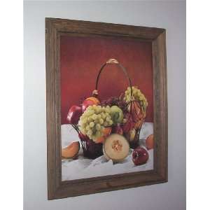  Fruit in Basket Picture Print with Pine Wood Rope trimmed 