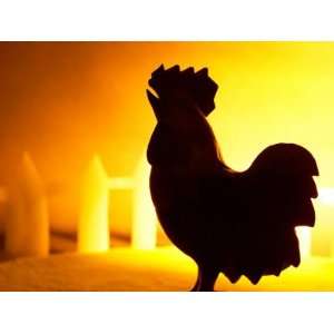  Silhouette of Wooden Artistic Rooster Standing Beside Picket 